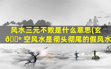 风水三元不败是什么意思(玄 🐺 空风水是彻头彻尾的假风水)